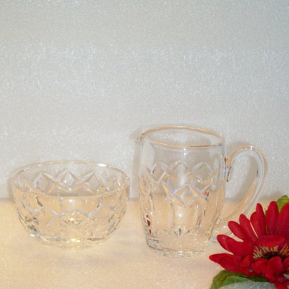 WATERFORD Crystal Sugar Bowl & Creamer LISMORE